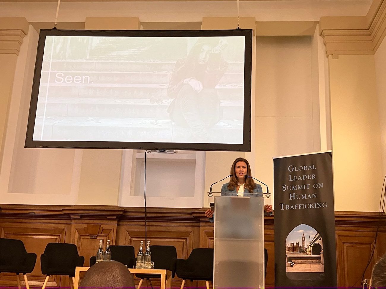 Anne Basham addressing a global summit